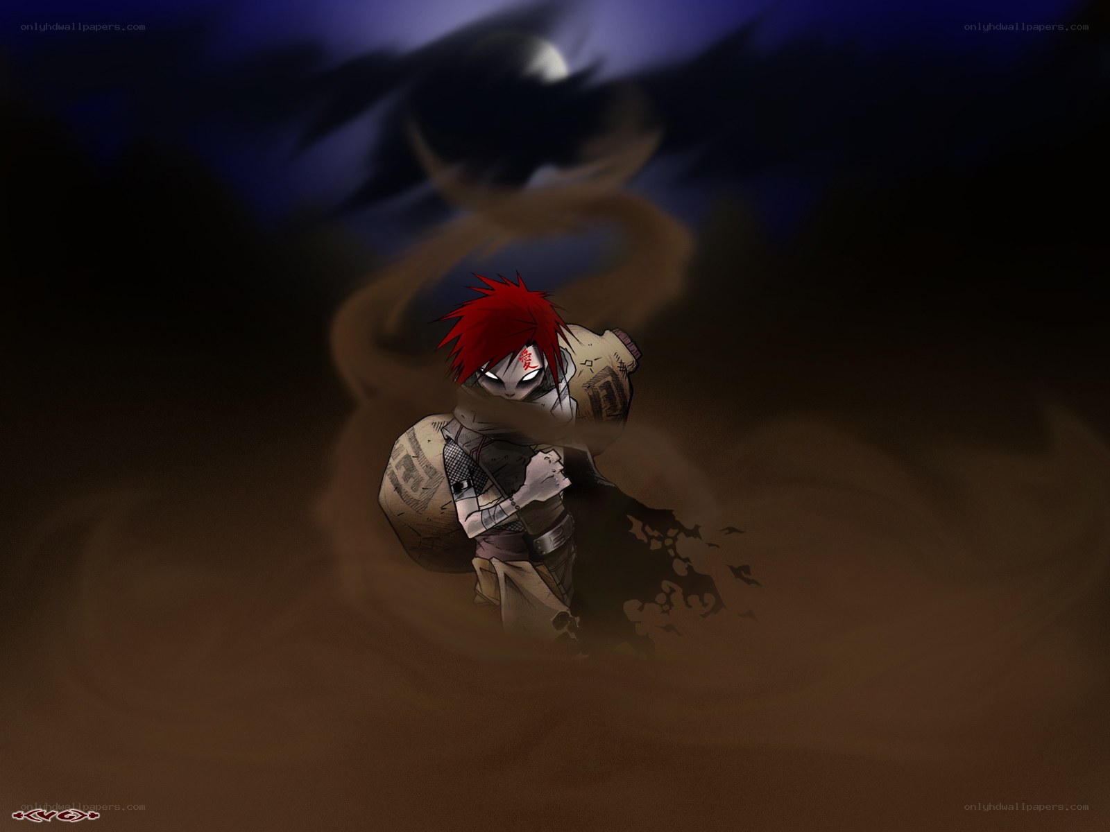 Red-haired ninja in sandstorm