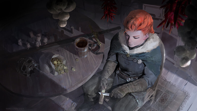 Red-haired Person at Table