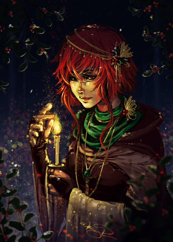 Red-haired Person Holding Candle