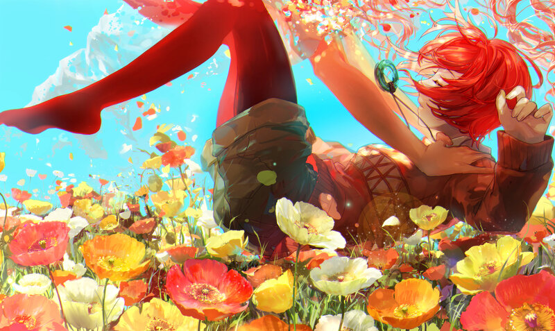Red-haired Person in Field — Red