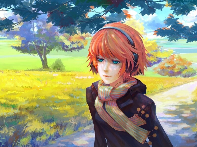 Red-haired Person in Field
