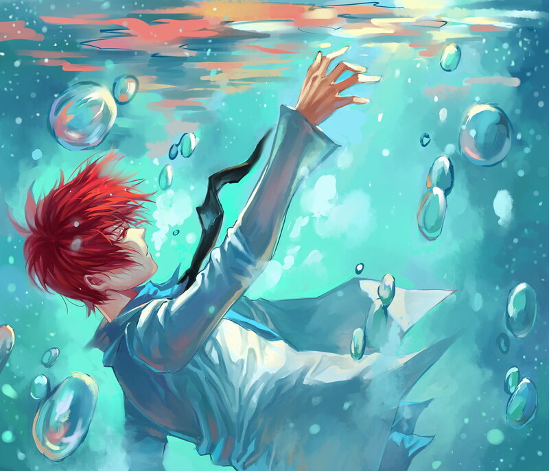 Red-haired Person Underwater