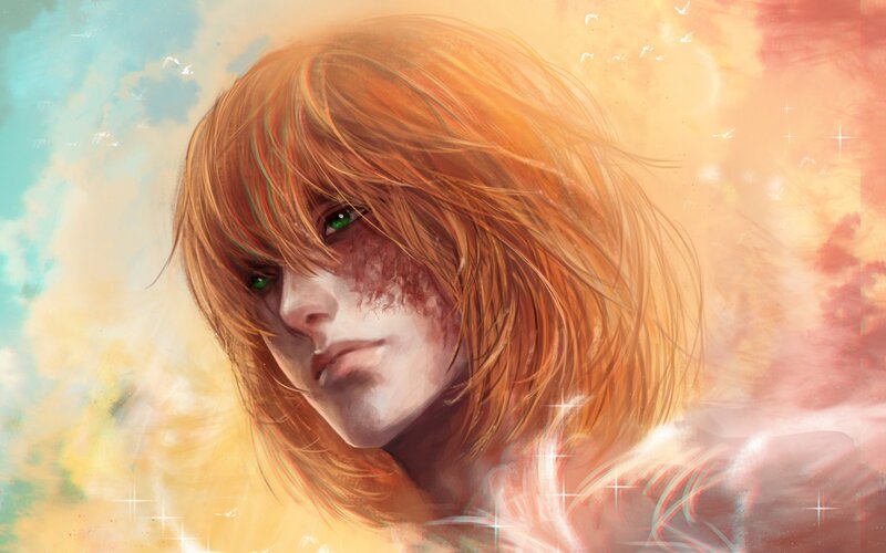 Red-haired Person with Green Eyes