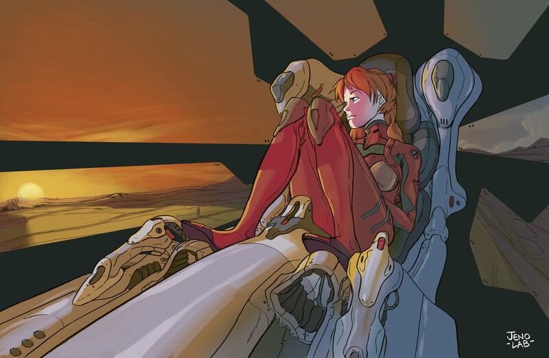 Red-haired Pilot in Cockpit — Orange