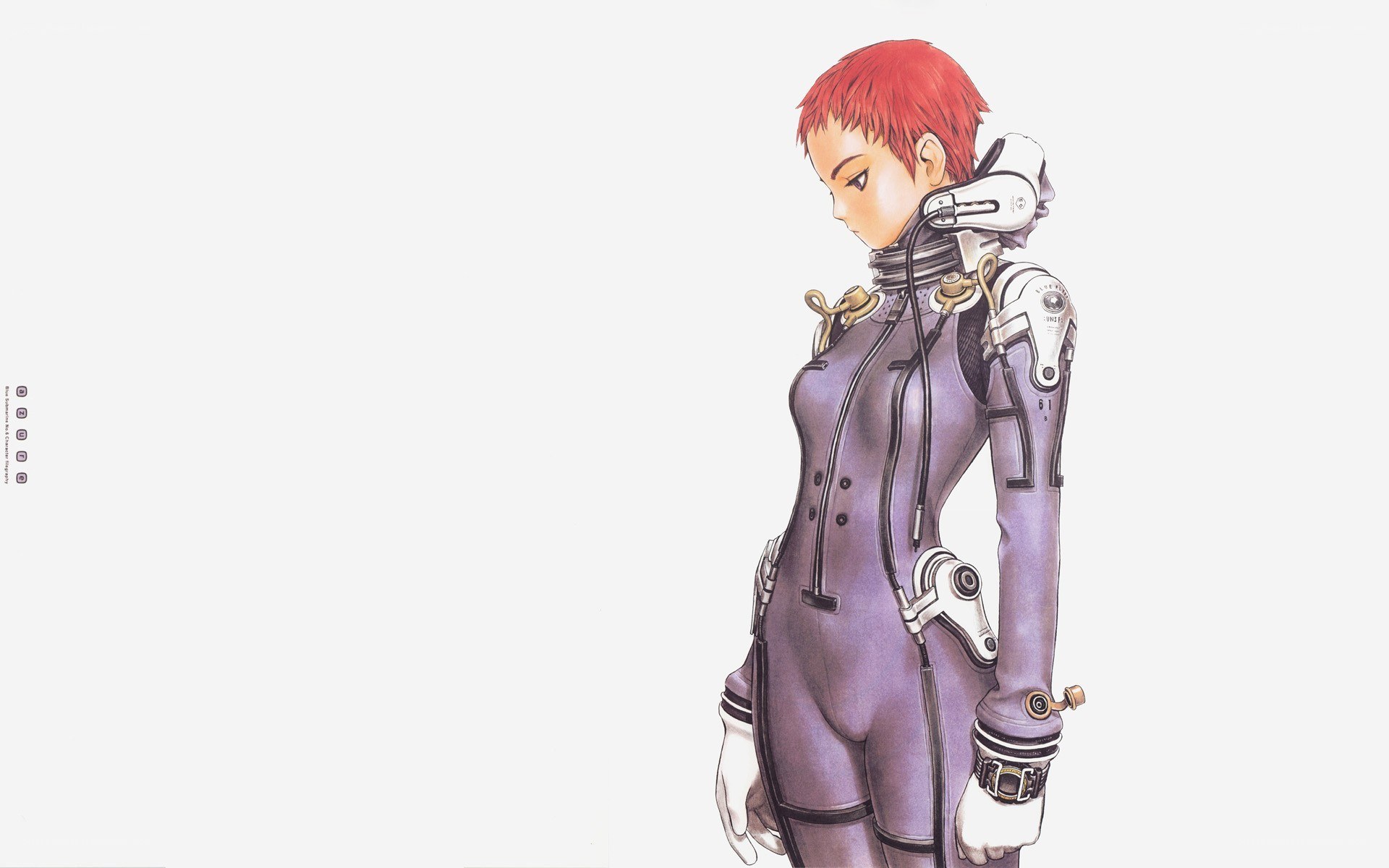 red-haired pilot in futuristic suit