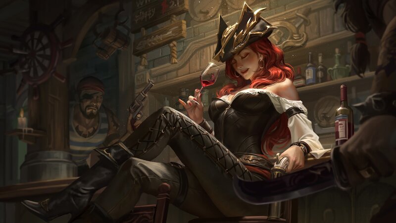 Red-haired Pirate Woman — Red, Dramatic, Night