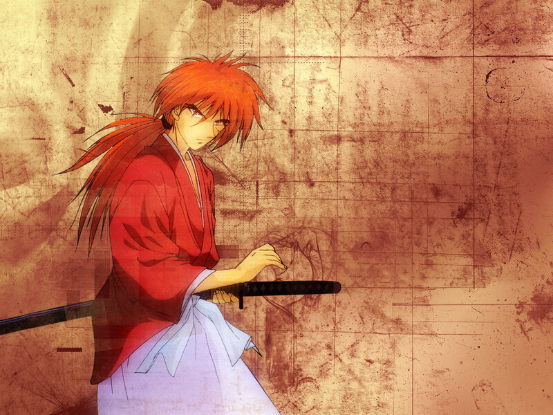 Red-haired samurai with sword