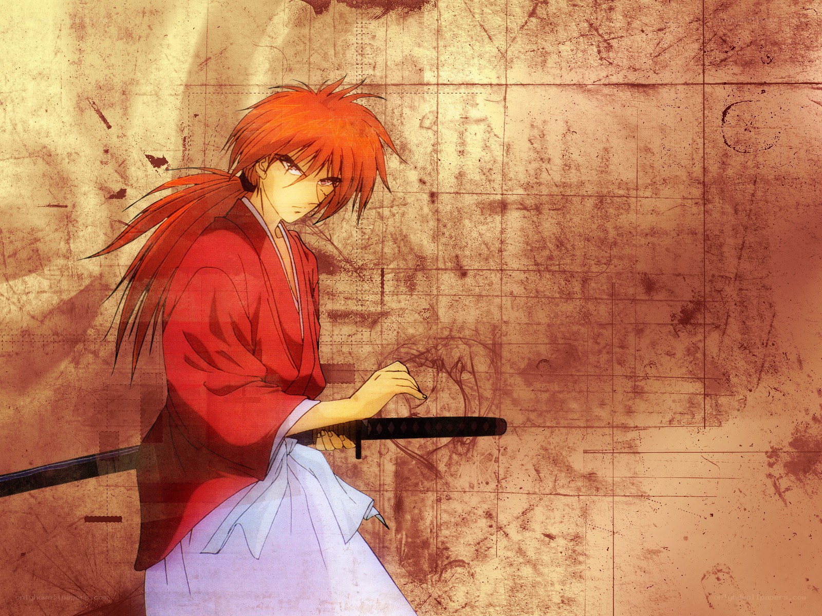 Red-haired samurai with sword