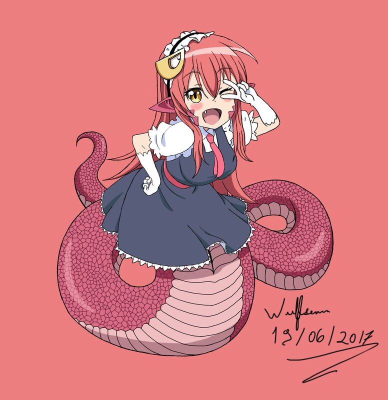 Red-haired Snake Girl — Pink, Playful