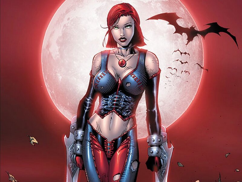 Red-haired superhero with bats