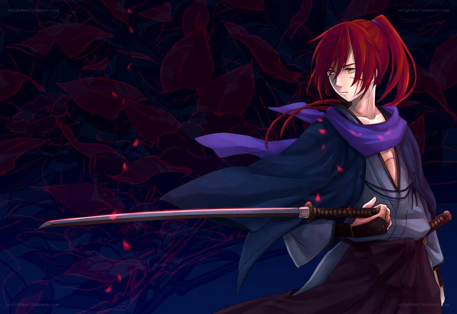red-haired swordsman in dark forest