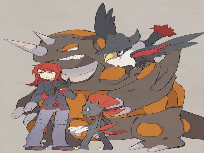 Red-haired Trainer with Pokémon — Gray