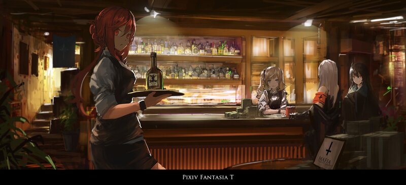 Red-haired Waitress in Bar