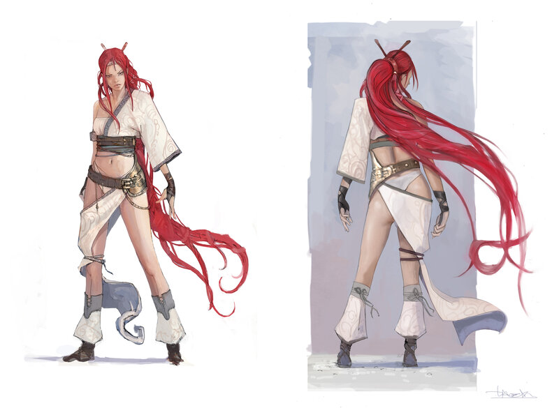 red-haired warrior concept art