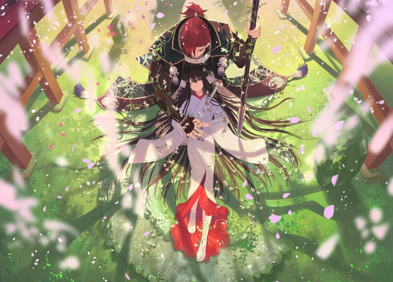 Red-haired Warrior Holding Woman