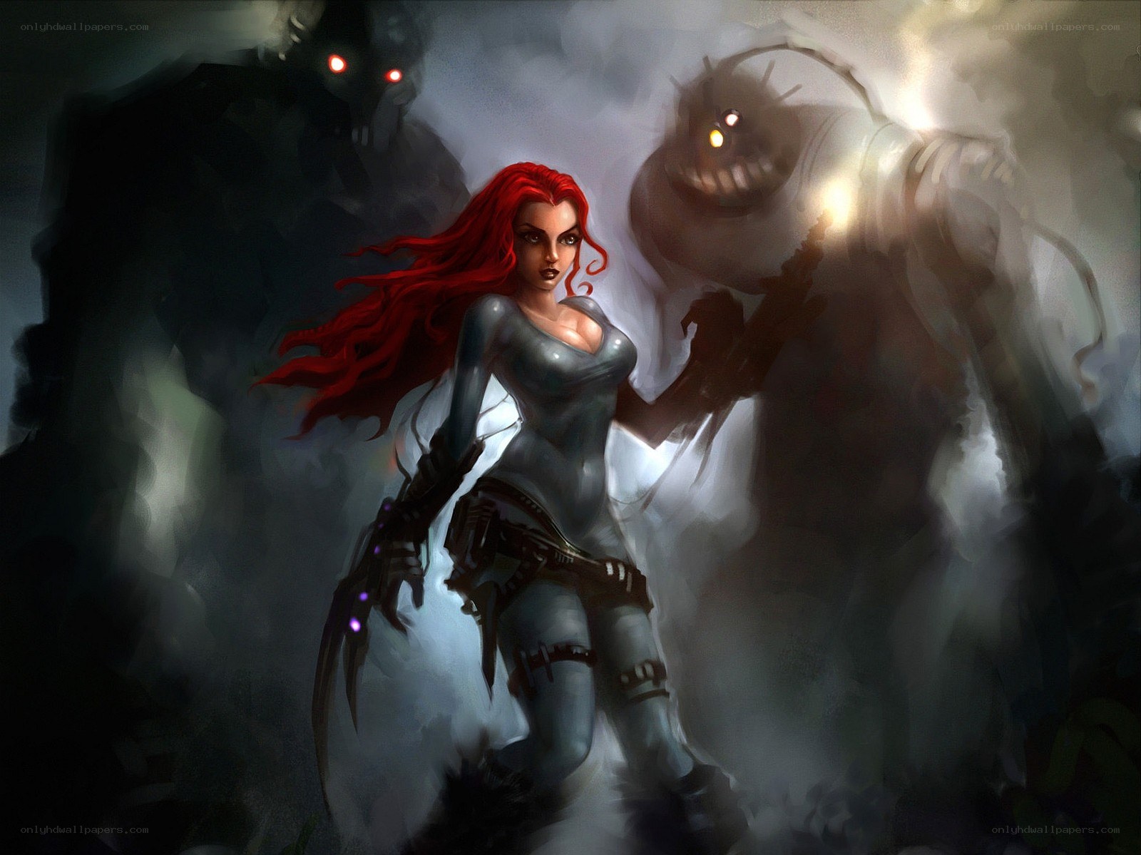 Red-haired warrior in a dark fantasy