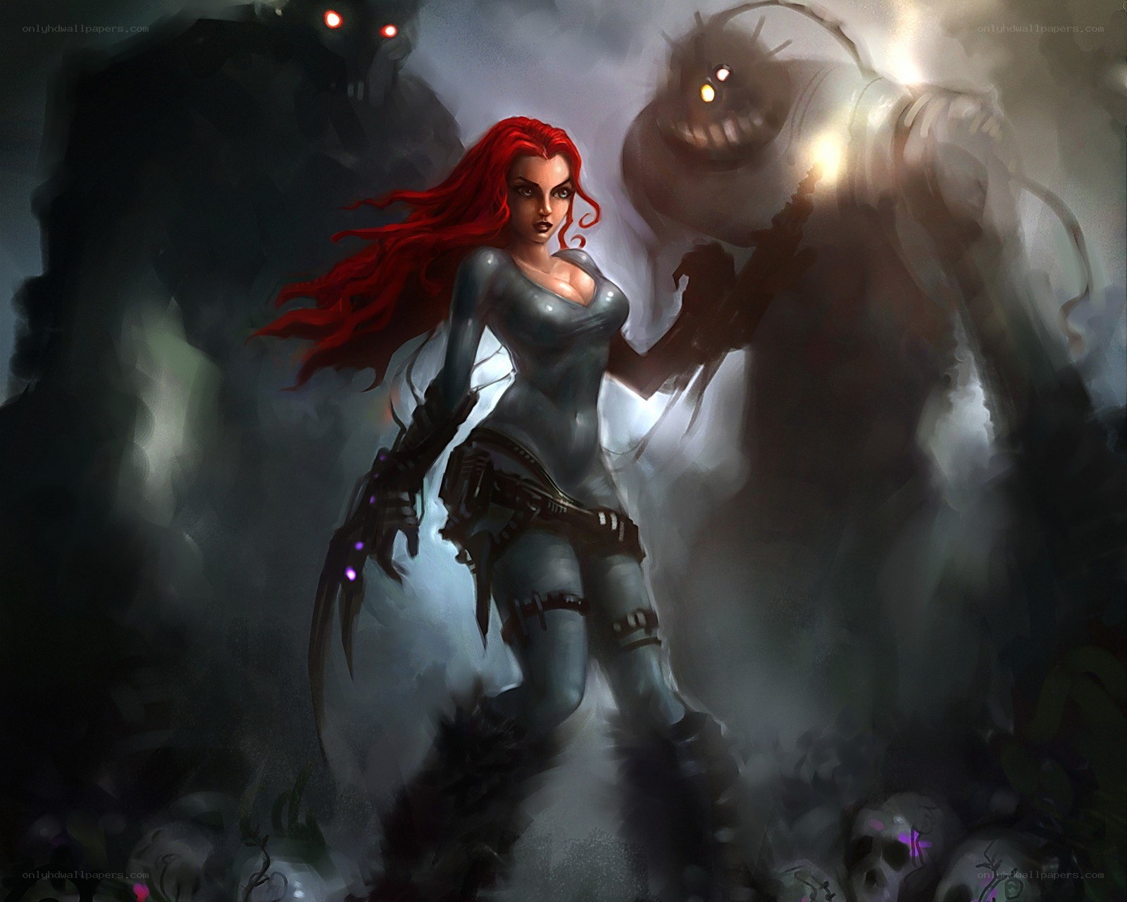 Red-haired warrior in a dark realm