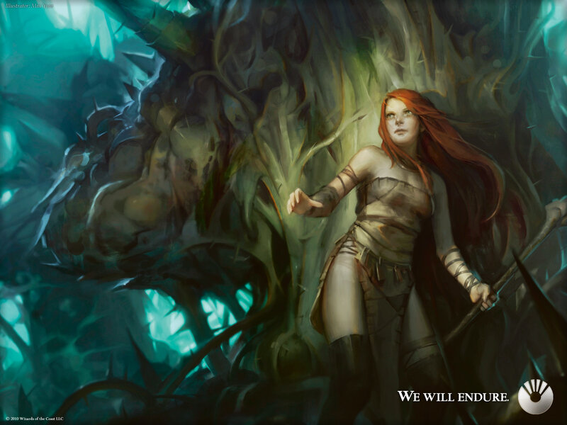 Red-haired warrior in a forest