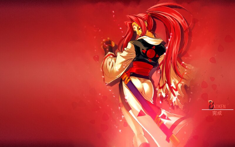 Red-haired warrior in action