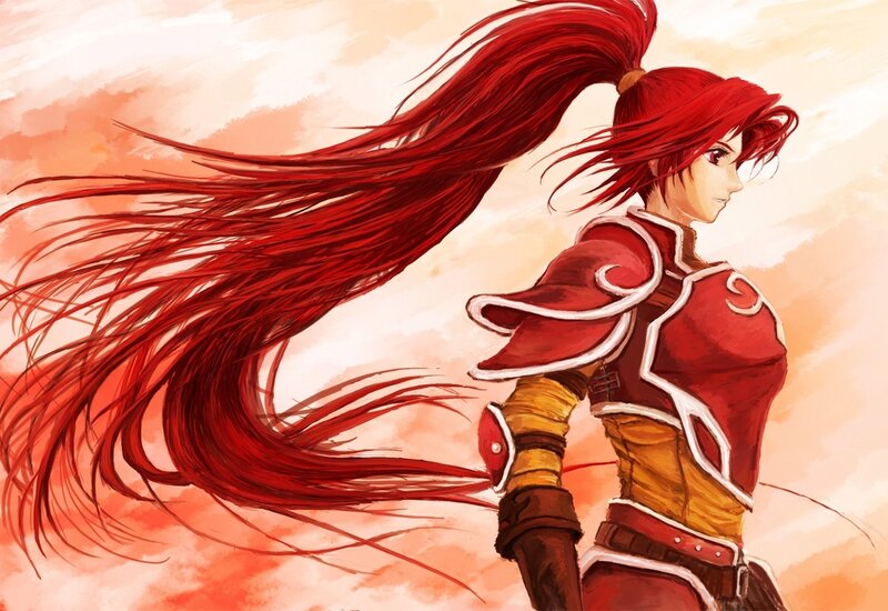 red-haired warrior in armor