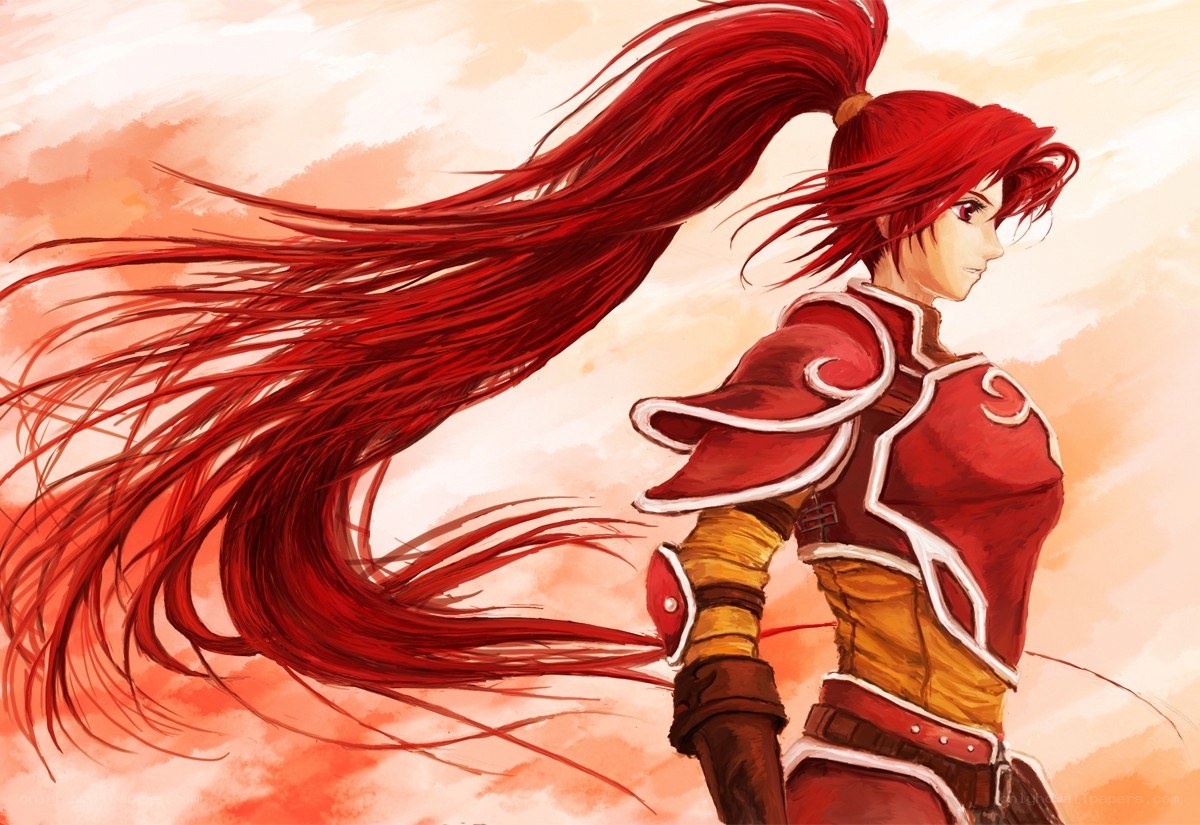 red-haired warrior in armor