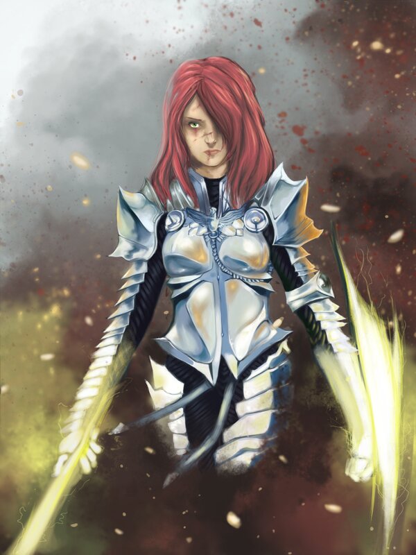 red-haired warrior in armor