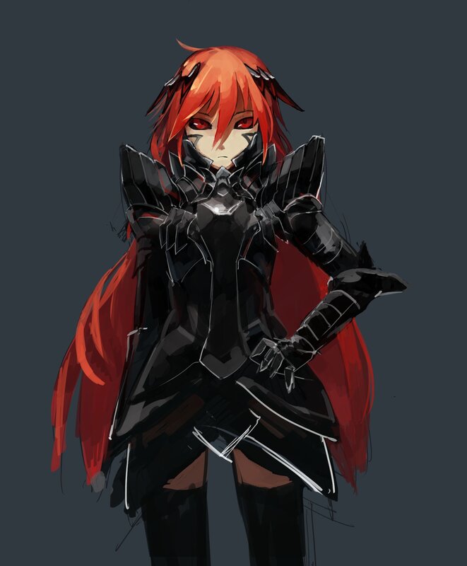 Red-haired Warrior in Armor — Black