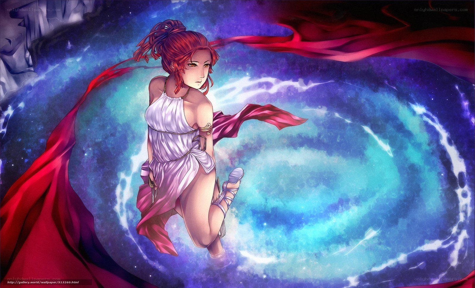 red-haired warrior in cosmic vortex