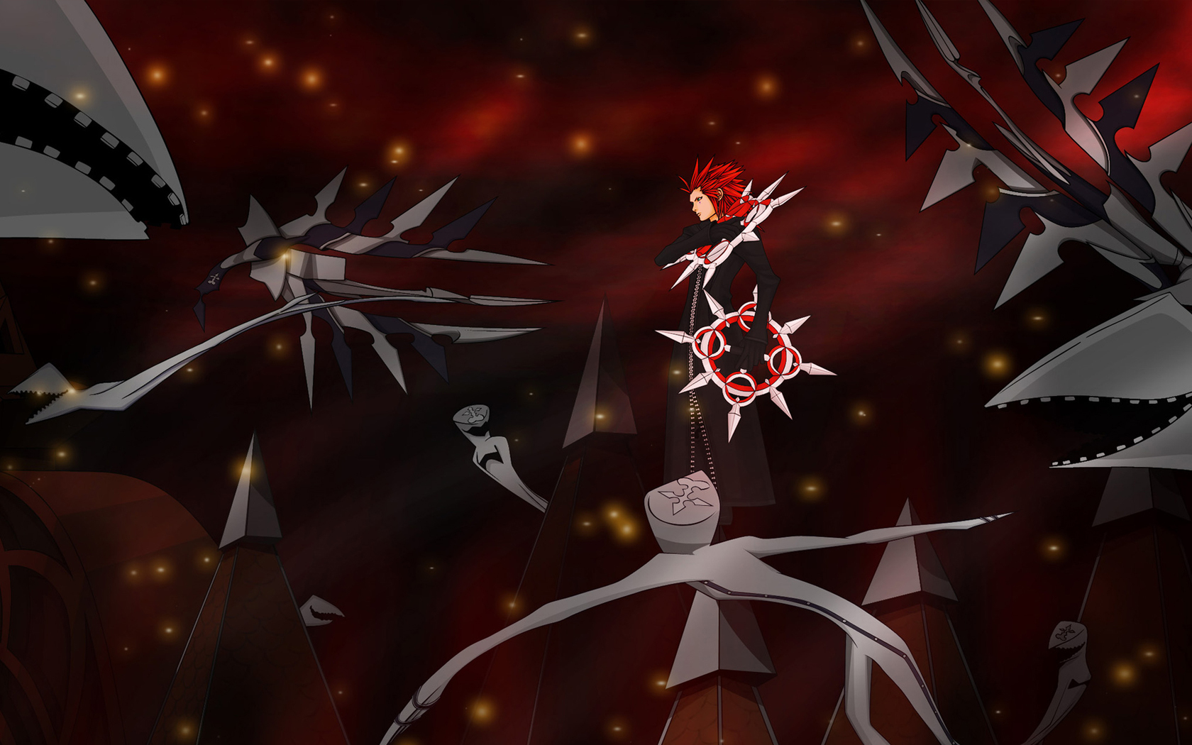 Red-haired warrior in dark realm
