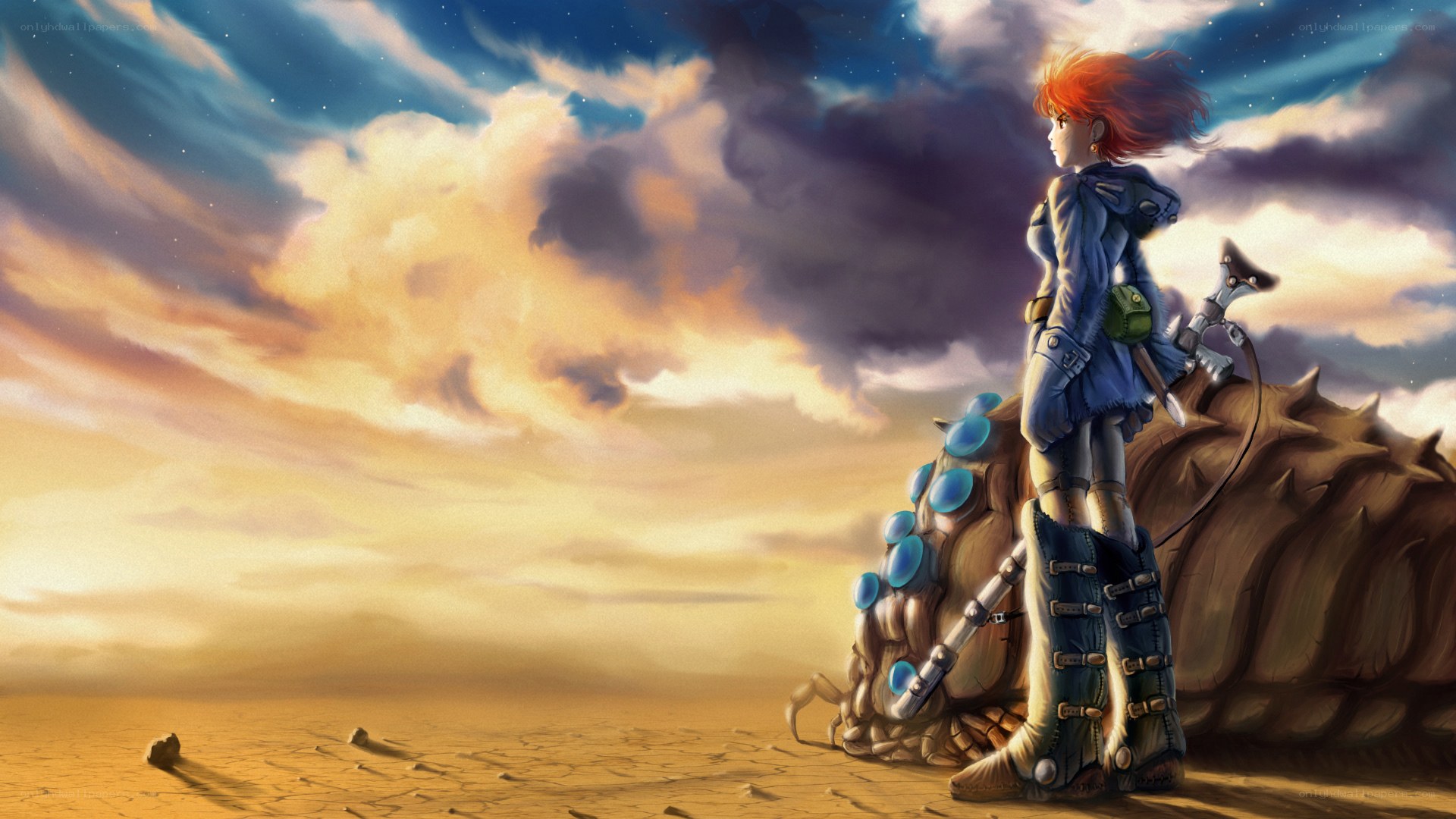 Red-haired warrior in desert