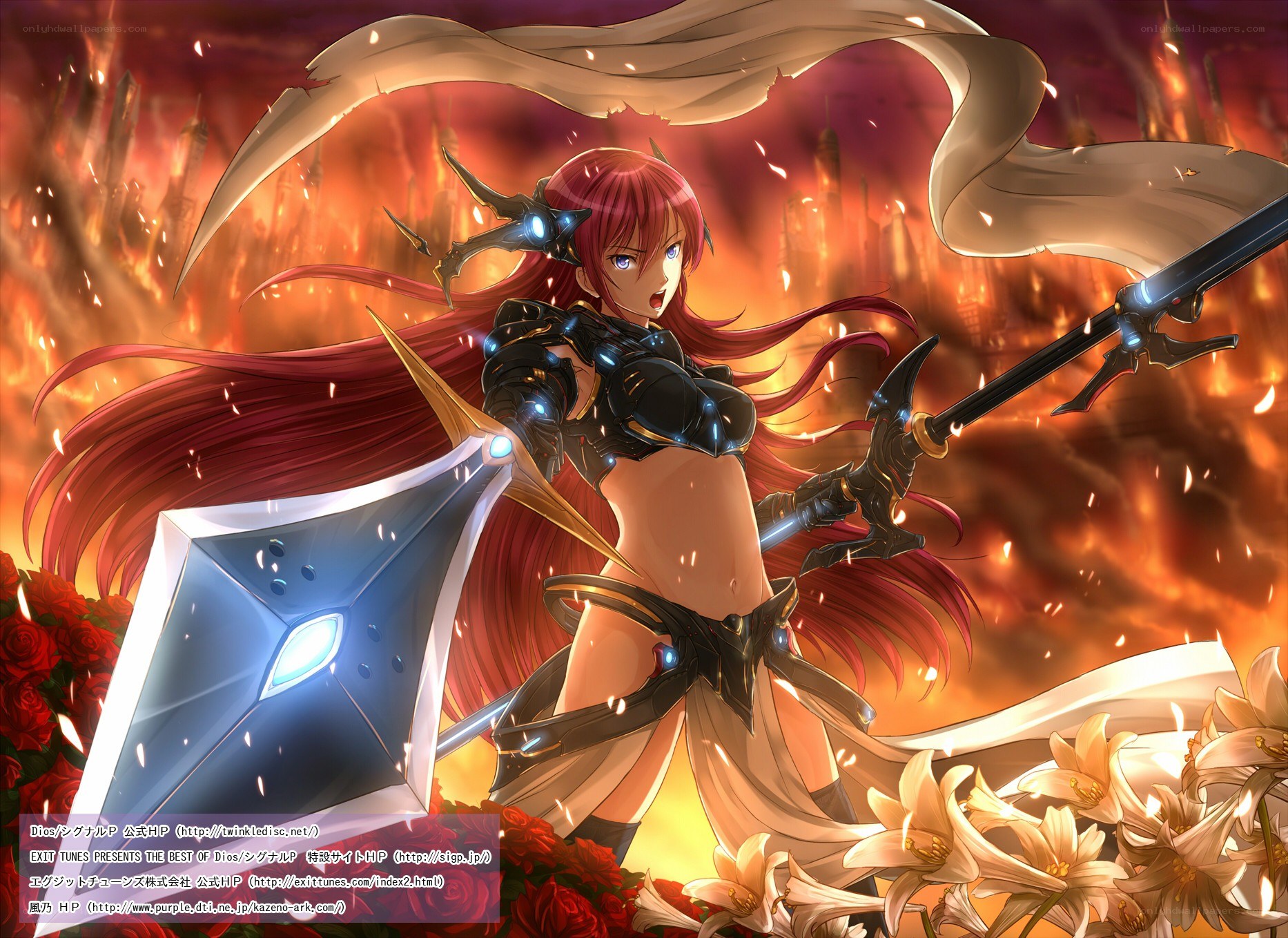 Red-haired warrior in fiery battle