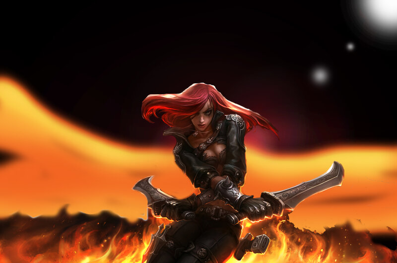 Red-haired warrior in flames