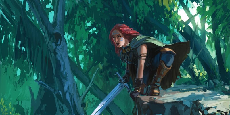 Red-haired Warrior in Forest — Green