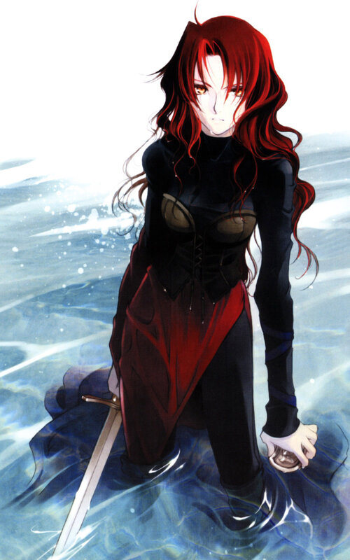 Red-haired warrior in water