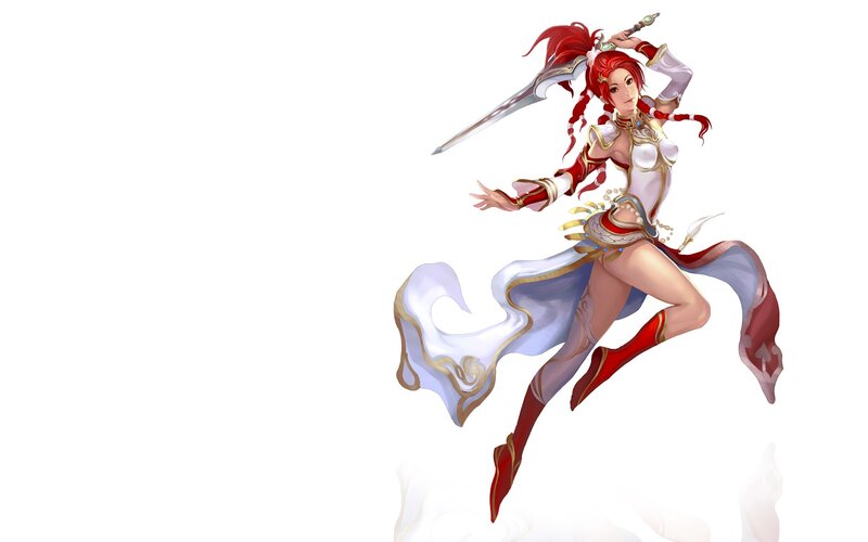 Red-haired warrior in white armor