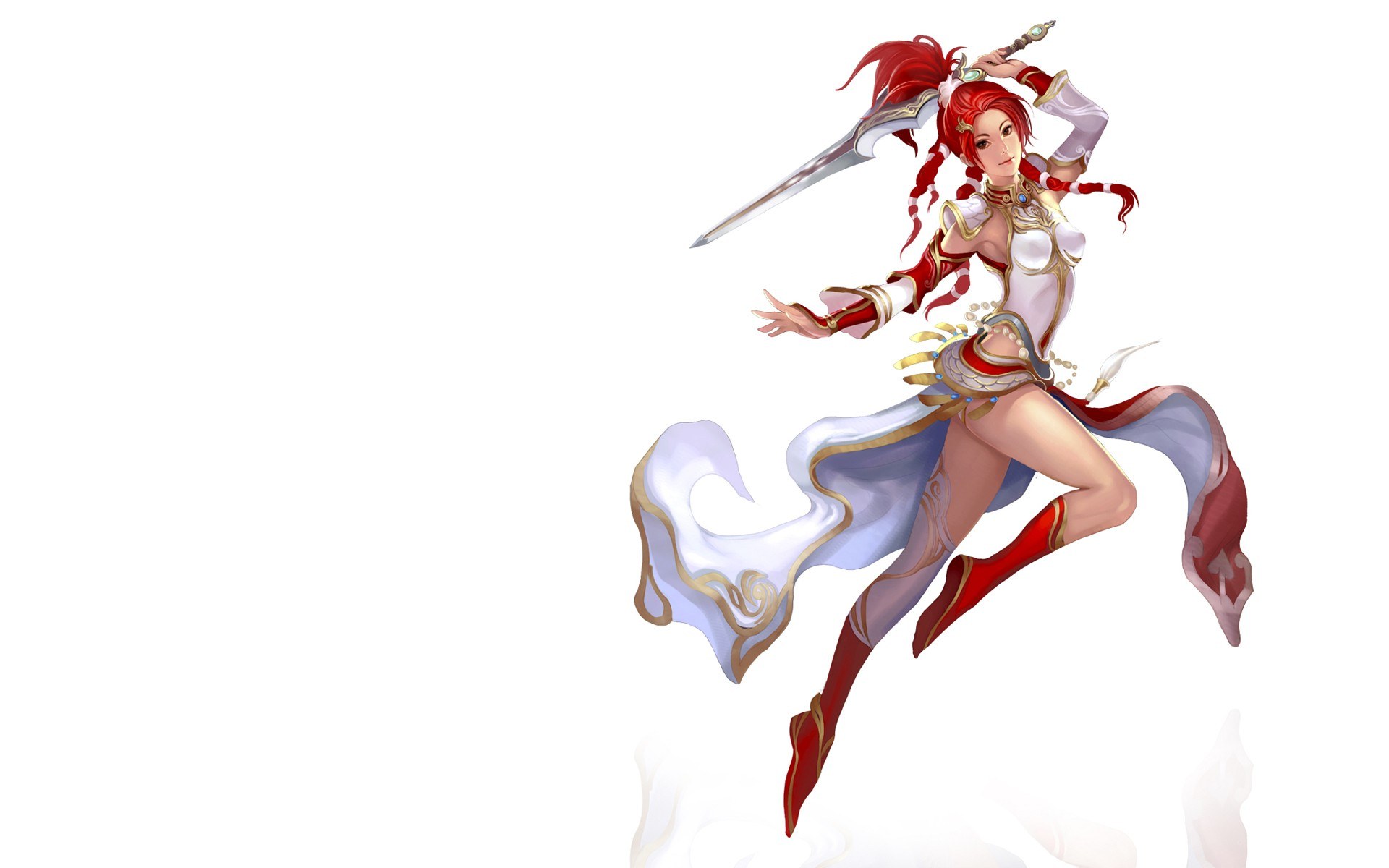 Red-haired warrior in white armor