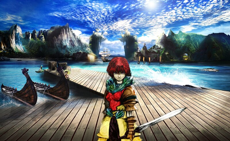 Red-haired Warrior on Dock