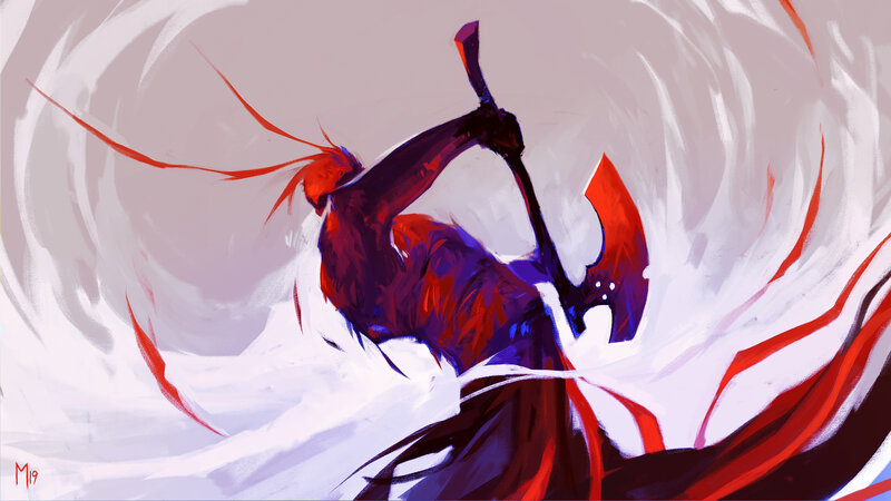 Red-haired Warrior with Axe — Red