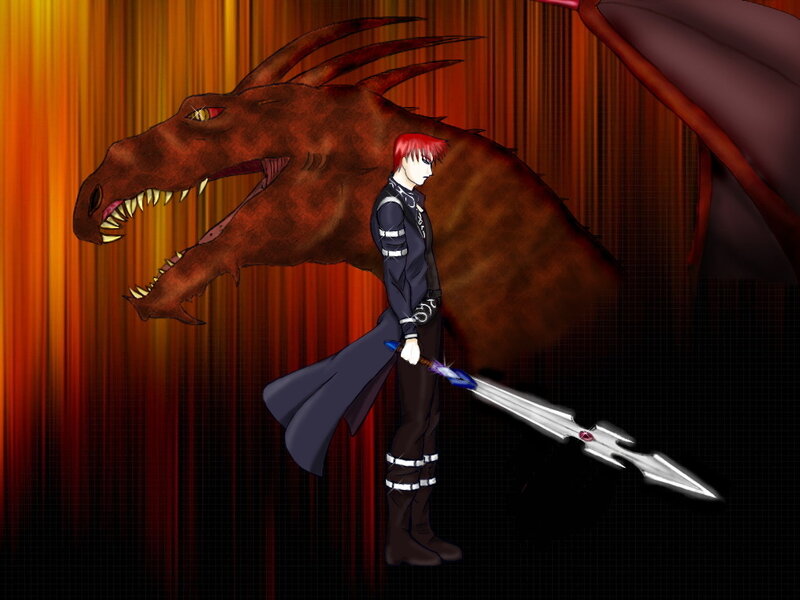 Red-haired Warrior with Dragon — Red