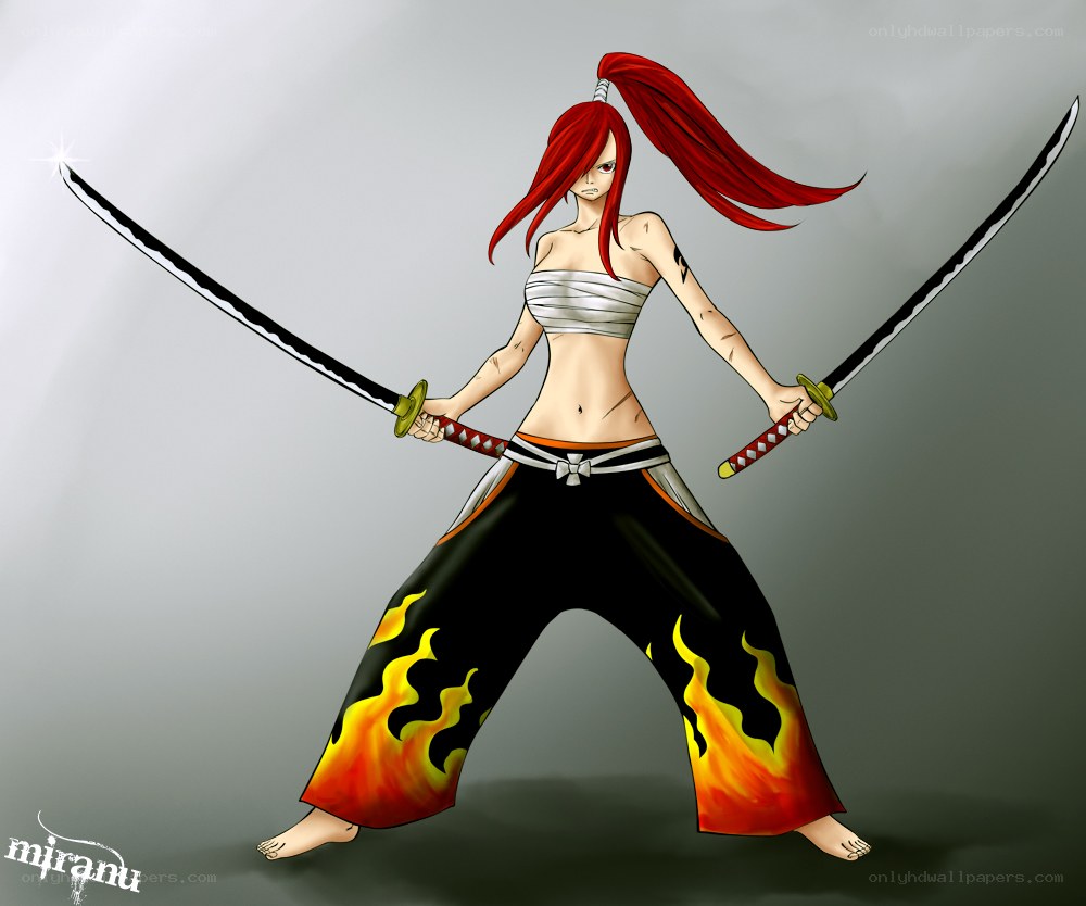 Red-haired warrior with dual swords