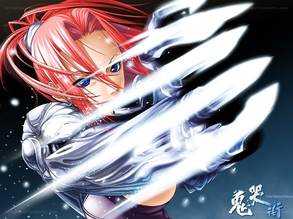 red-haired warrior with energy blades