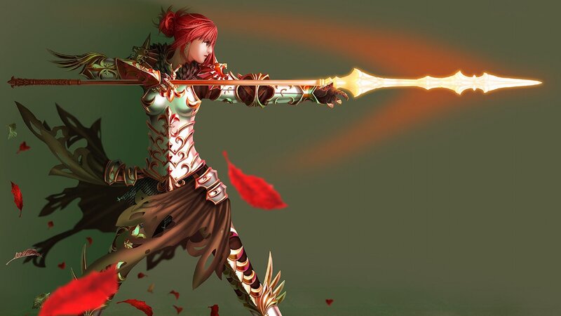 Red-haired warrior with glowing spear
