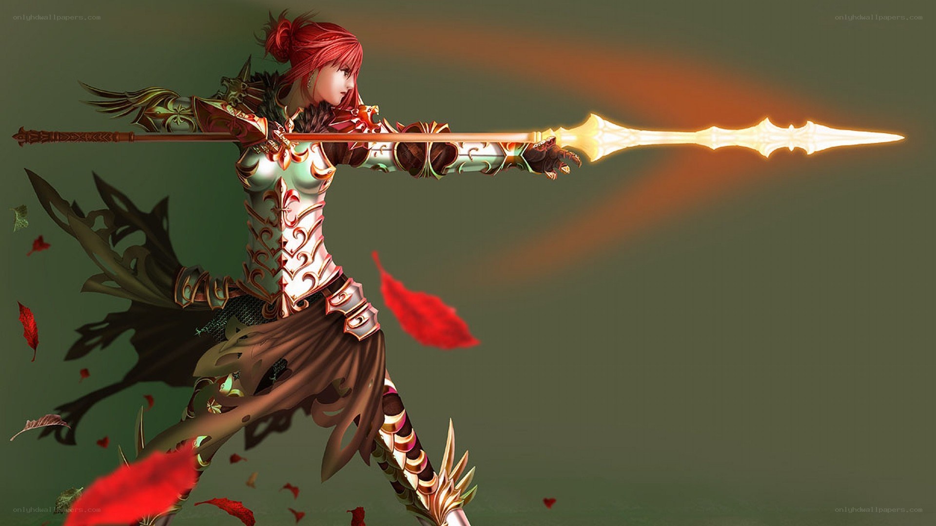 Red-haired warrior with glowing spear