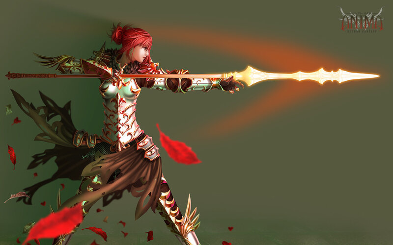 Red-haired warrior with glowing spear