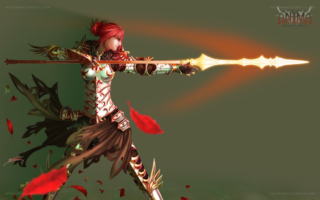 Red-haired warrior with glowing spear