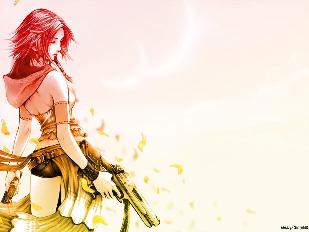 Red-haired warrior with guns