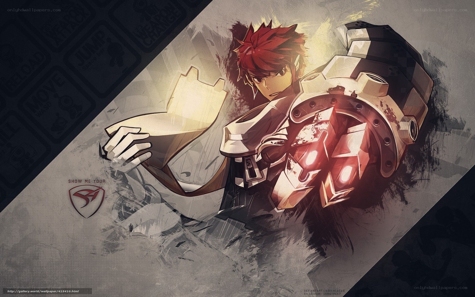 red-haired warrior with mechanical arm