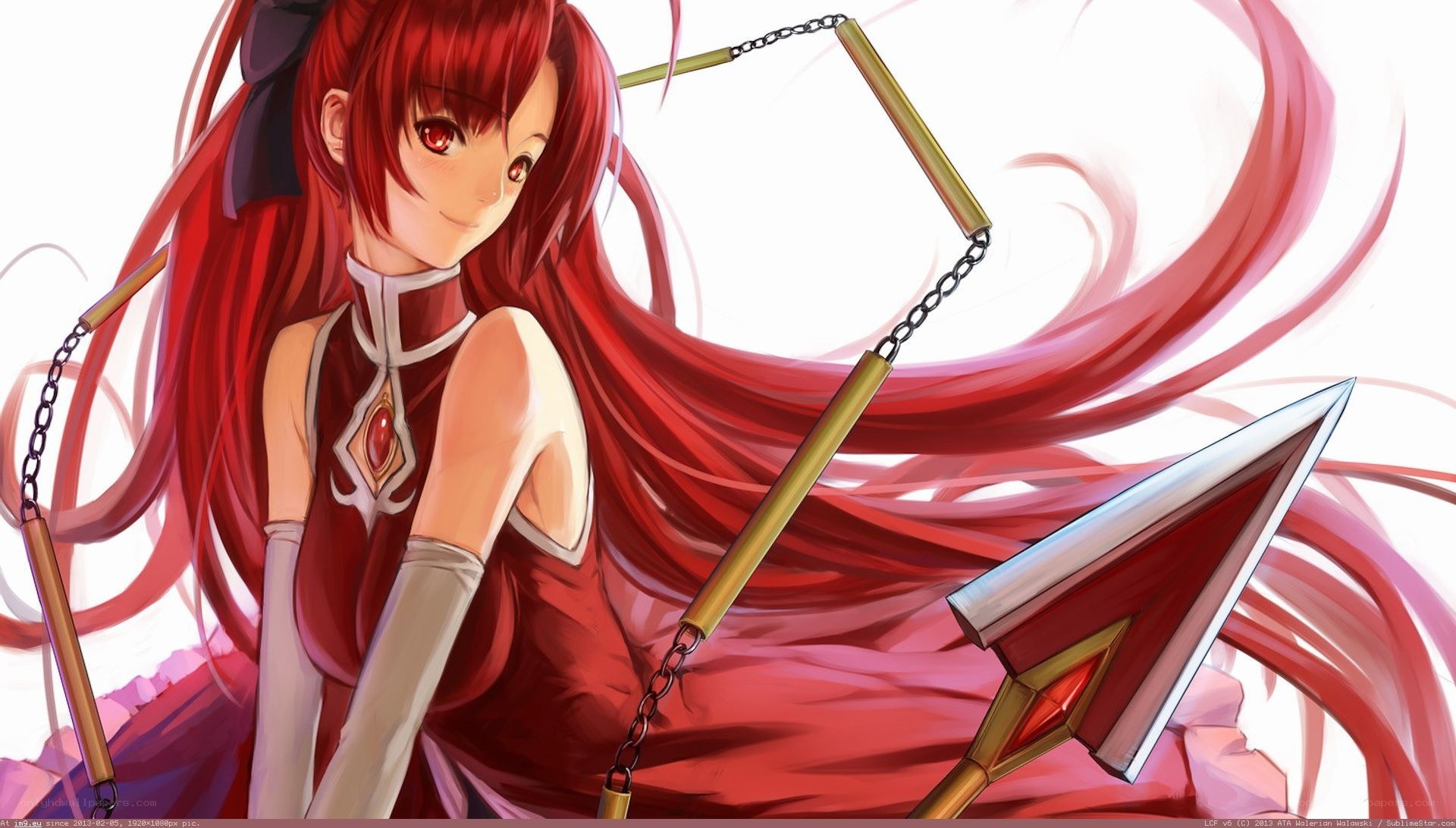 Red-haired warrior with nunchaku