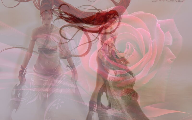 red-haired warrior with rose