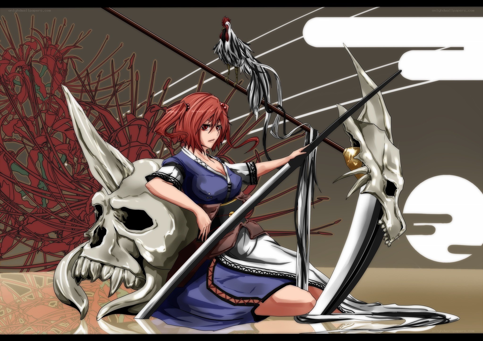 Red-haired warrior with skull and sword